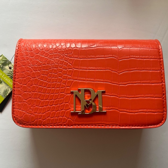 Badgley Mischka Orange Vegan Leather Crossbody or Clutch - Picture 4 of 15